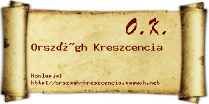 Országh Kreszcencia névjegykártya